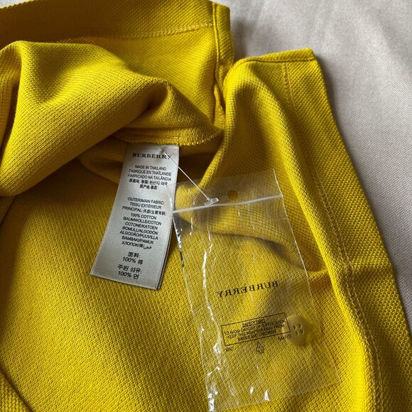 Burberry London Men's New Casual Yellow Color Polo Shirt Medium Size - Picture 7 of 10